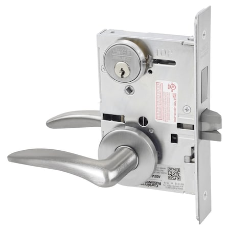 Dormitory Or Entrance Mortise Lock, DS Lever, A Rose, Satin Chrome